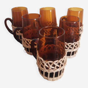 Set of 6 amber cups