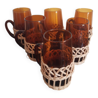 Set of 6 amber cups