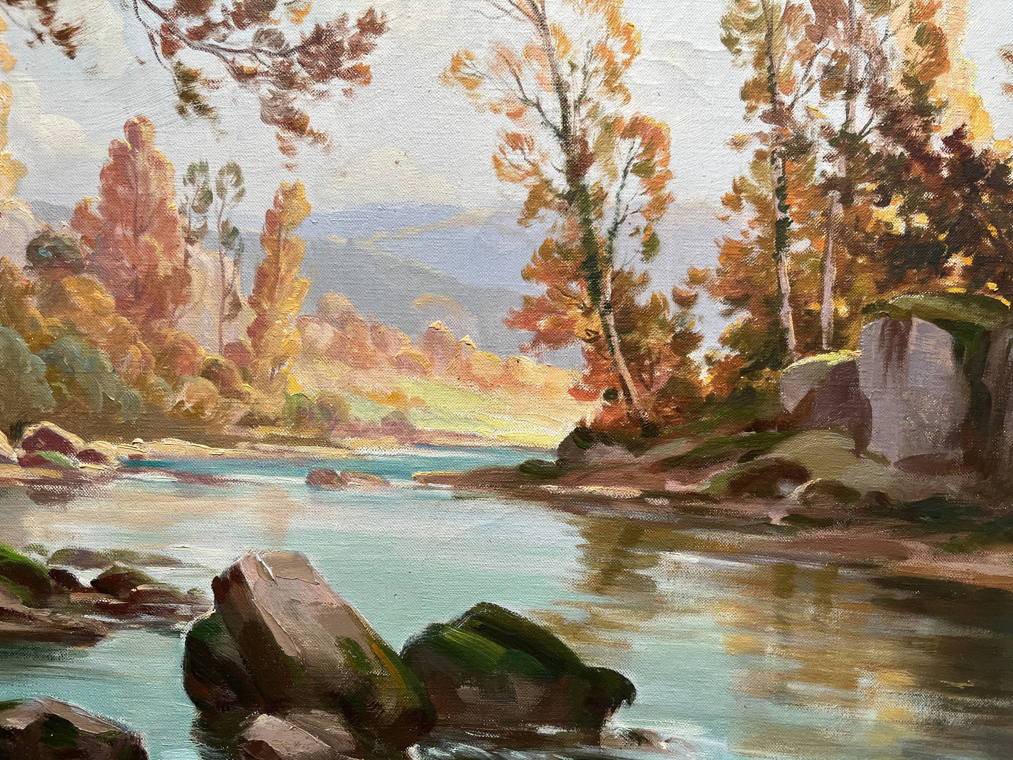 HST painting "Landscape with a river" by Gaetan Montagney