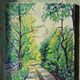 Modern colourful landscape tableau oil on canvas vintage village signed Gaulot
