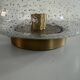Flush glass shade with bubble texture and brass base by Hillebrand, 1960s, Germany.