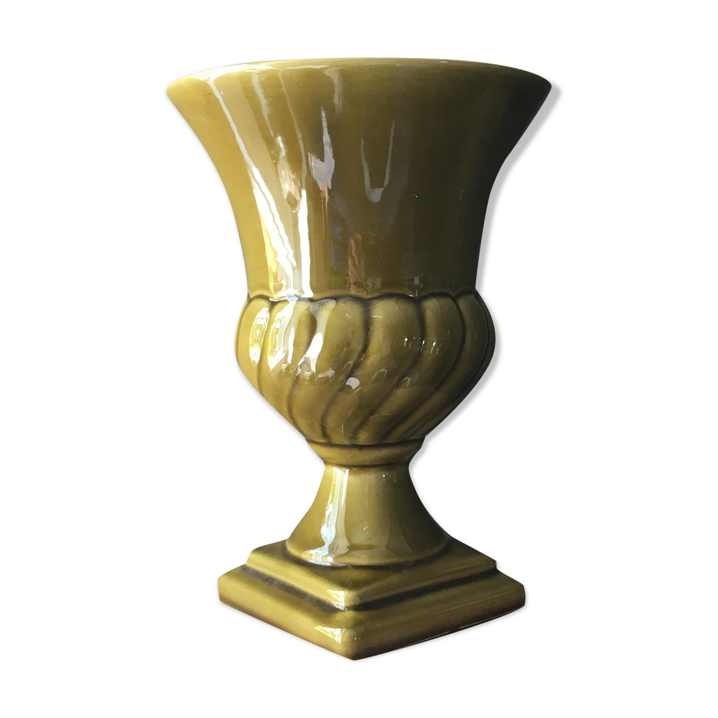 Medici style vase olive green