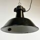 Industrial Black Enamel Factory Lamp with Cast Iron Top, 1960s