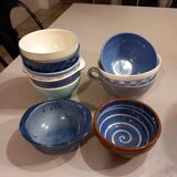 Set of 10 old vintage bowls