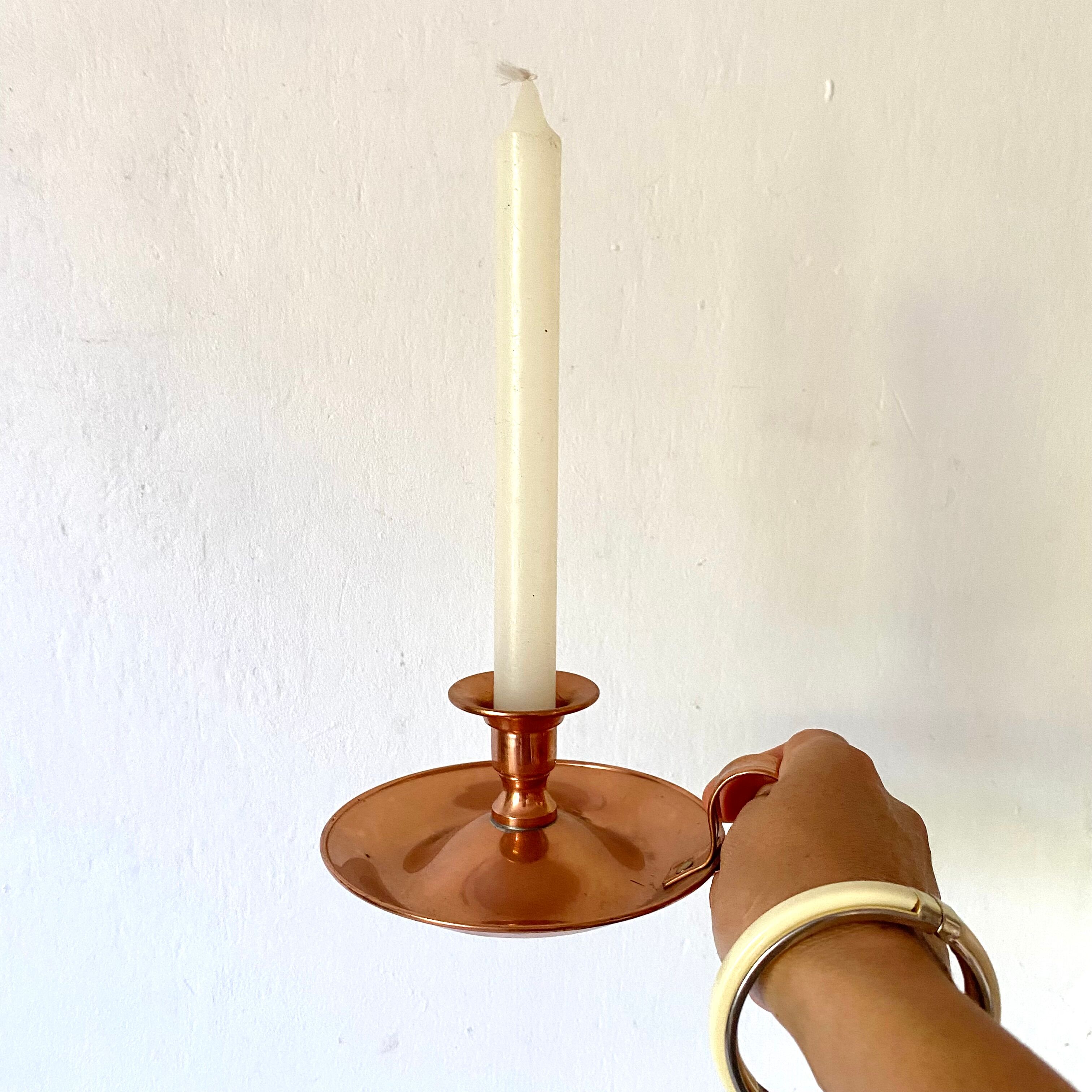 Lecellier Villedieu copper thumbscrew candle holder