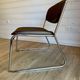 6 chrome sled armchairs Soudexvinyl brown vintage Skaï 70s