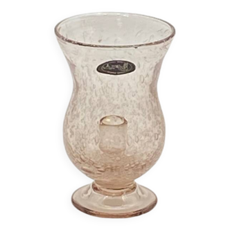 Candle holder / Tealight holder in blown / bubbled glass Larochere vintage