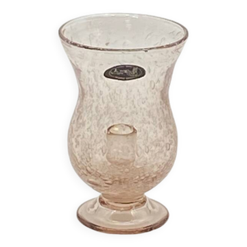 Candle holder / Tealight holder in blown / bubbled glass Larochere vintage