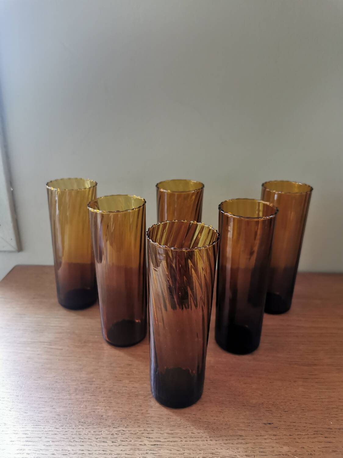 6 large vintage tube glasses