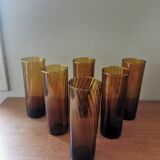 6 large vintage tube glasses