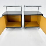 Pair of Art Deco Tubular Bedside Tables, Czechoslovakia