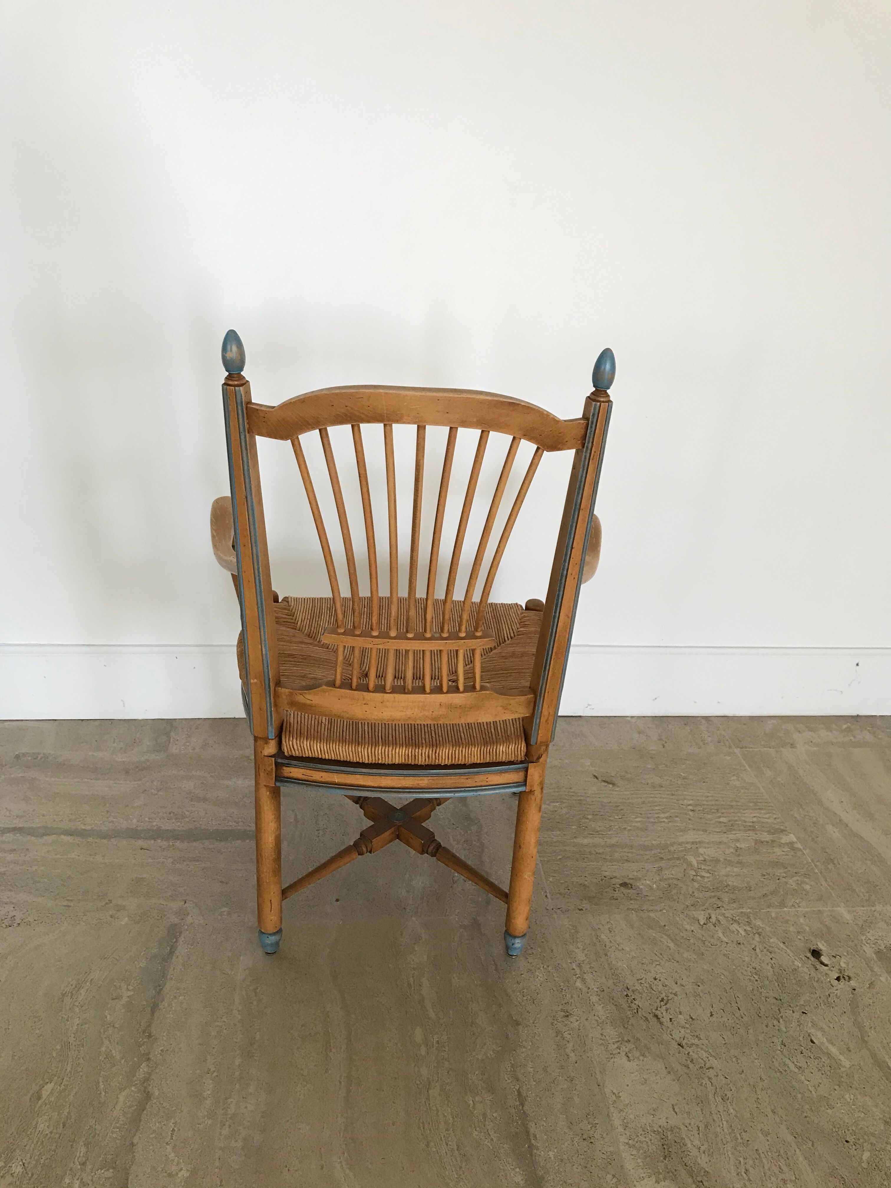 Series of six painted wooden Provencal chairs