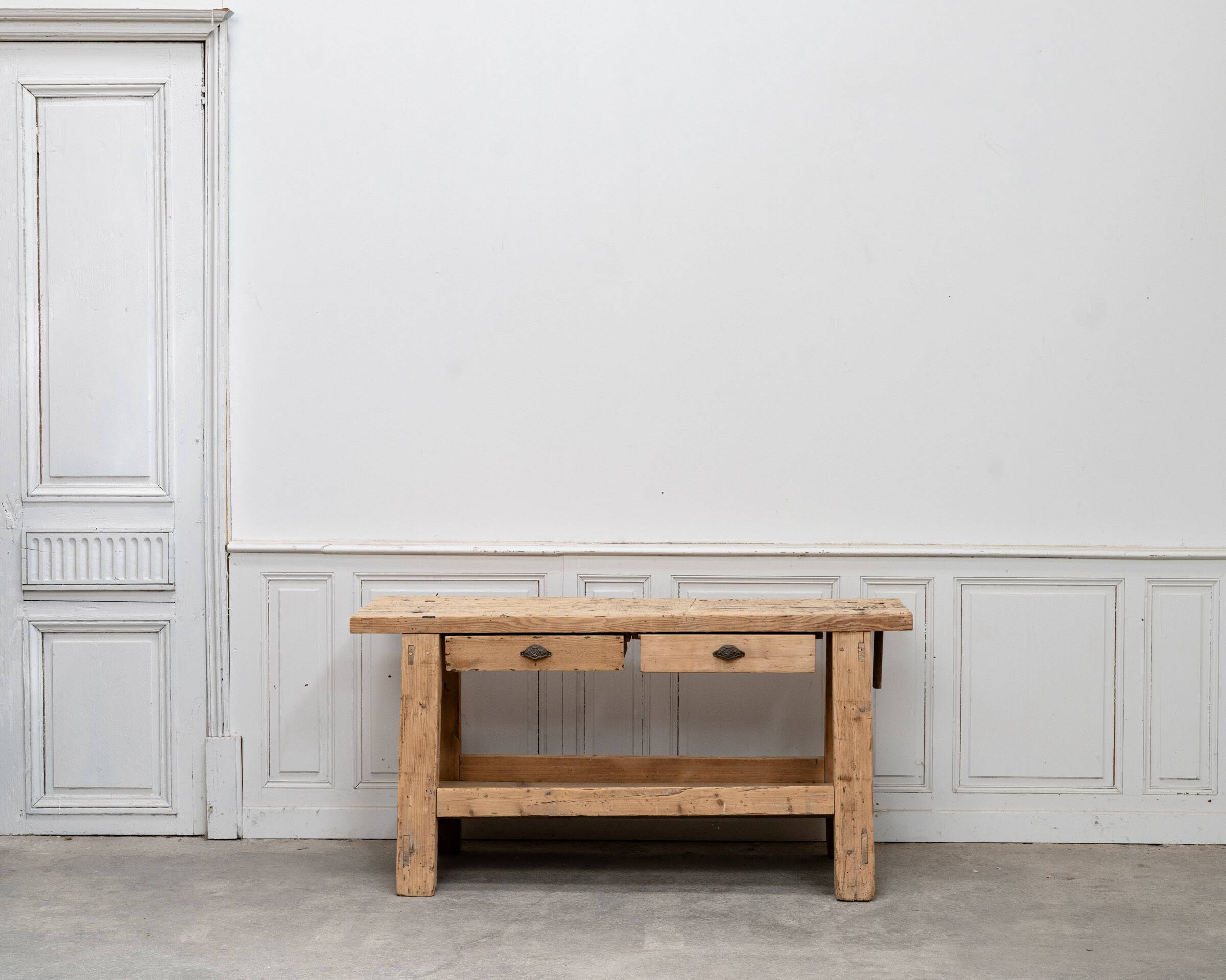 Old pine workbench completely stripped, 1940