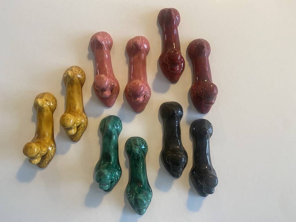 8 Knife holders "the poodles" Vallauris - Earthenware - 10x4cm