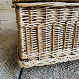 Coffre banc vintage en osier