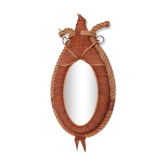 Miroir artisanal années 60/70 en corde en forme de licol