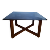 Table basse bois et verre fumé