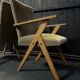 Pair of compass leg armchairs in velvet from the 1950s.