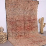Peach Vintage Moroccan Rug 203 x 331 cm, Berber Shag Rug, Handmade Boho Rug