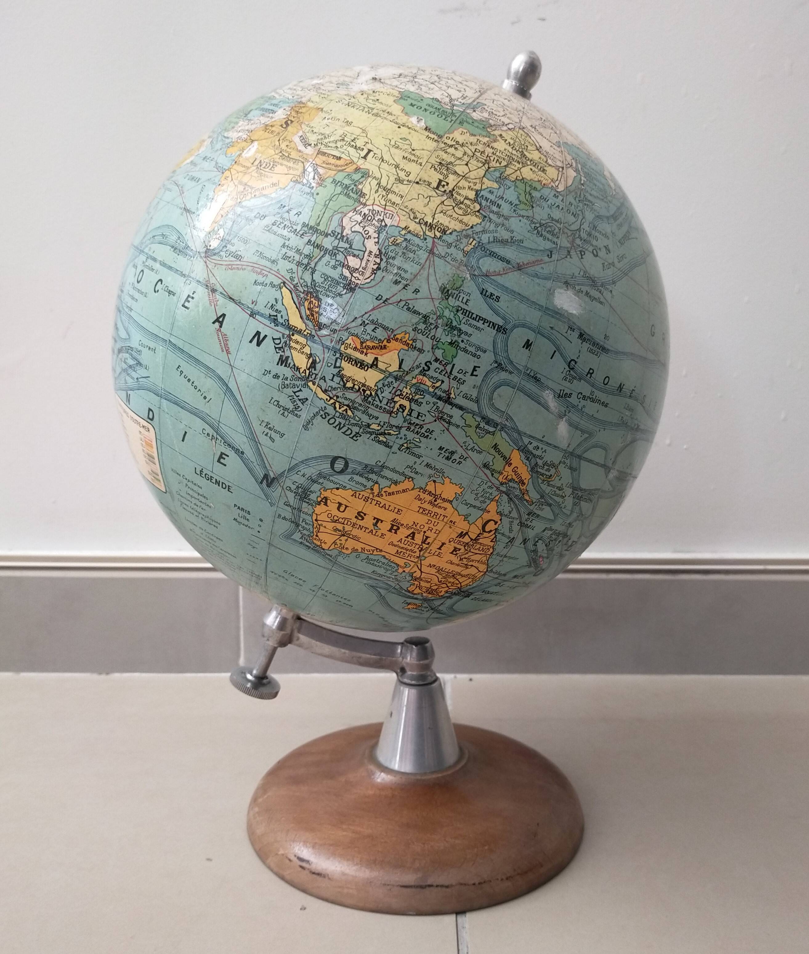 Terrestrial globe drawn by j forest edited by girard barrere & thomas