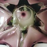 Grand Vide-poche Etoile de Mer/Création Joseph Michael Hospodka/ Verrerie Tchèque Chribska en verre d Art soufflé améthyste/Vert. Diam 24 cm