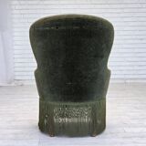 Chaise d'appoint danoise des années 1970, velours vert, pieds en bois de hêtre.