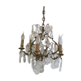 Lustre en bronze à pampilles Louis XV, Louis XVI