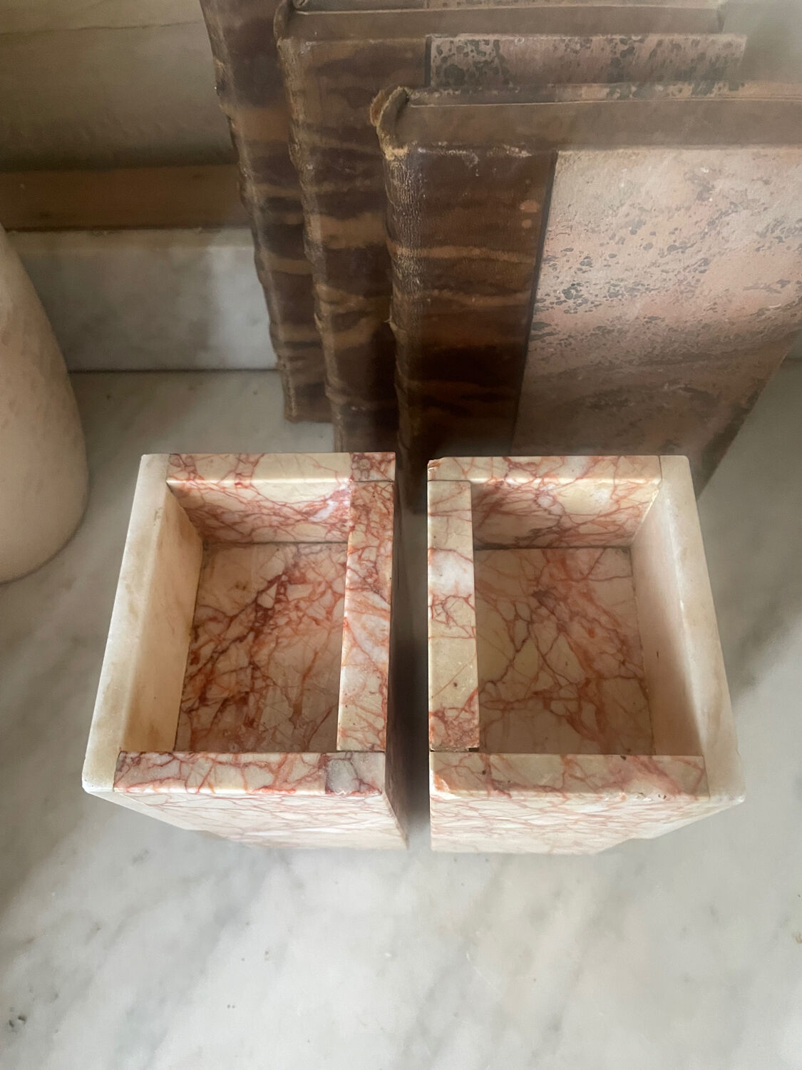 Pair of Art Deco marble and onyx bookends