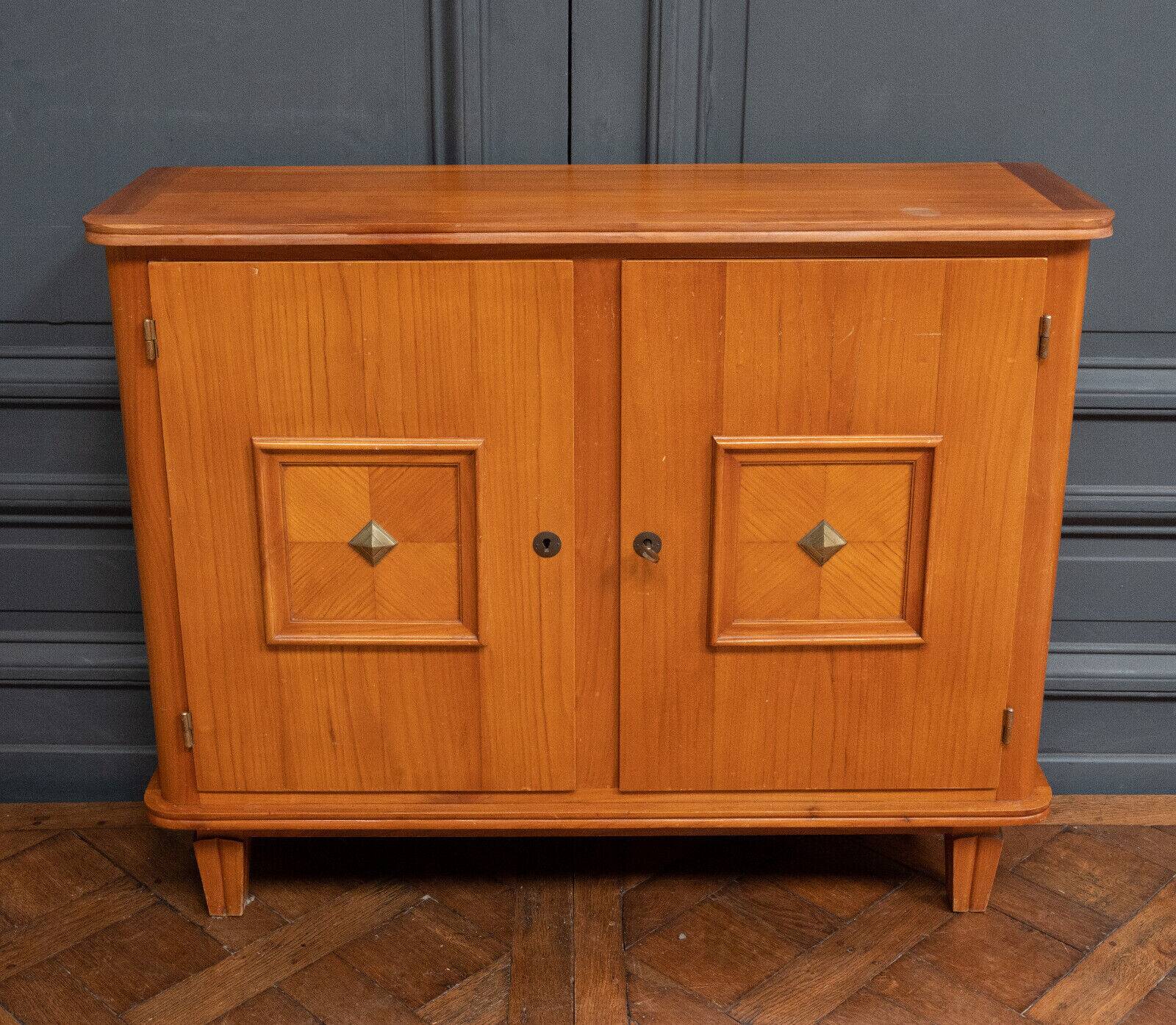 Sideboard from the 1940s two doors marquetry ornamented bronze