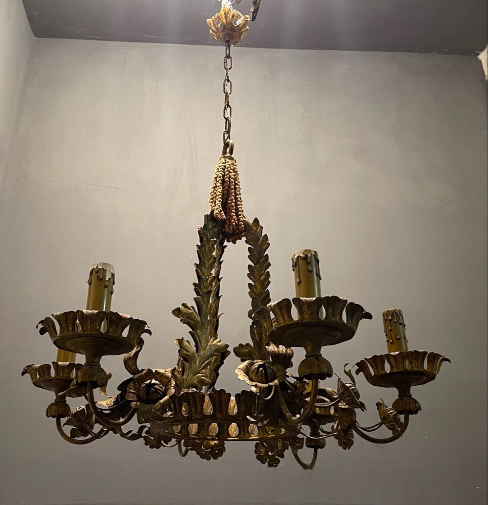 Italian tole chandelier, 1940s