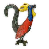 Vintage Ceramic plaquette of a colorful Rooster signed A. Dandoy, Belgium 1