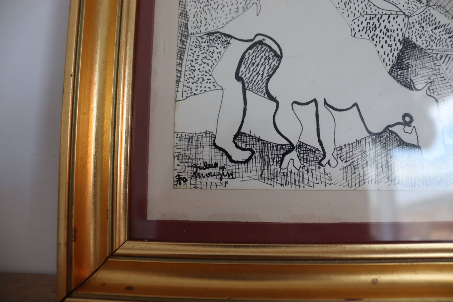 Tableau dessin " le taureau" Jules Mougin , le poète facteur
Abstrait art brut