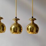 Set of three Vintage Golden Bell Scandi-Lamp Pendant Lamps 1960's Denmark