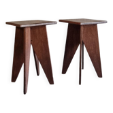 Paire tabourets  bois massif