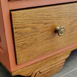 Terracotta patina oak chest of drawers
