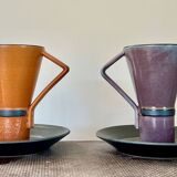 Paire de tasses en grès, artisanat japonais vintage