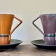 Pair of stoneware cups, vintage Japanese crafts