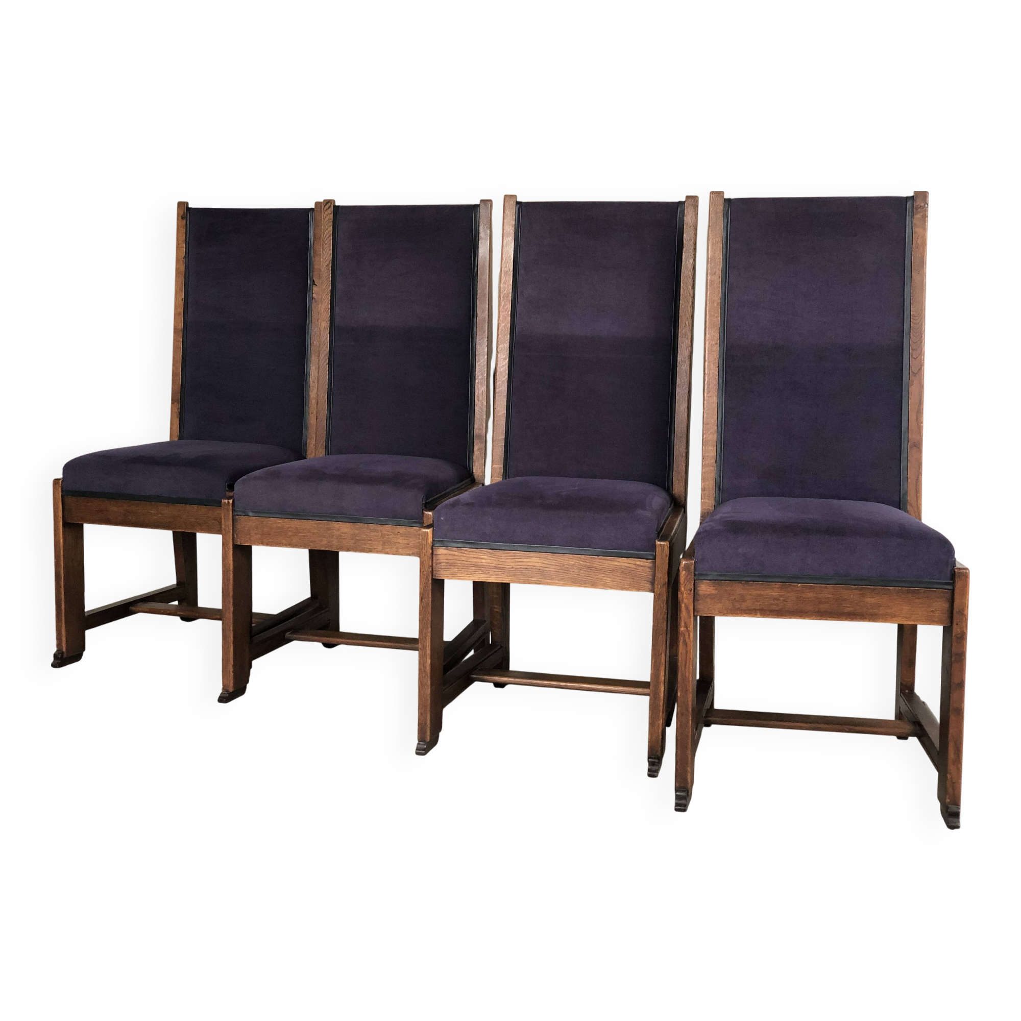 Set of 4 Art Deco Haagse School Dining Chair Frits Spanjaard 1930s