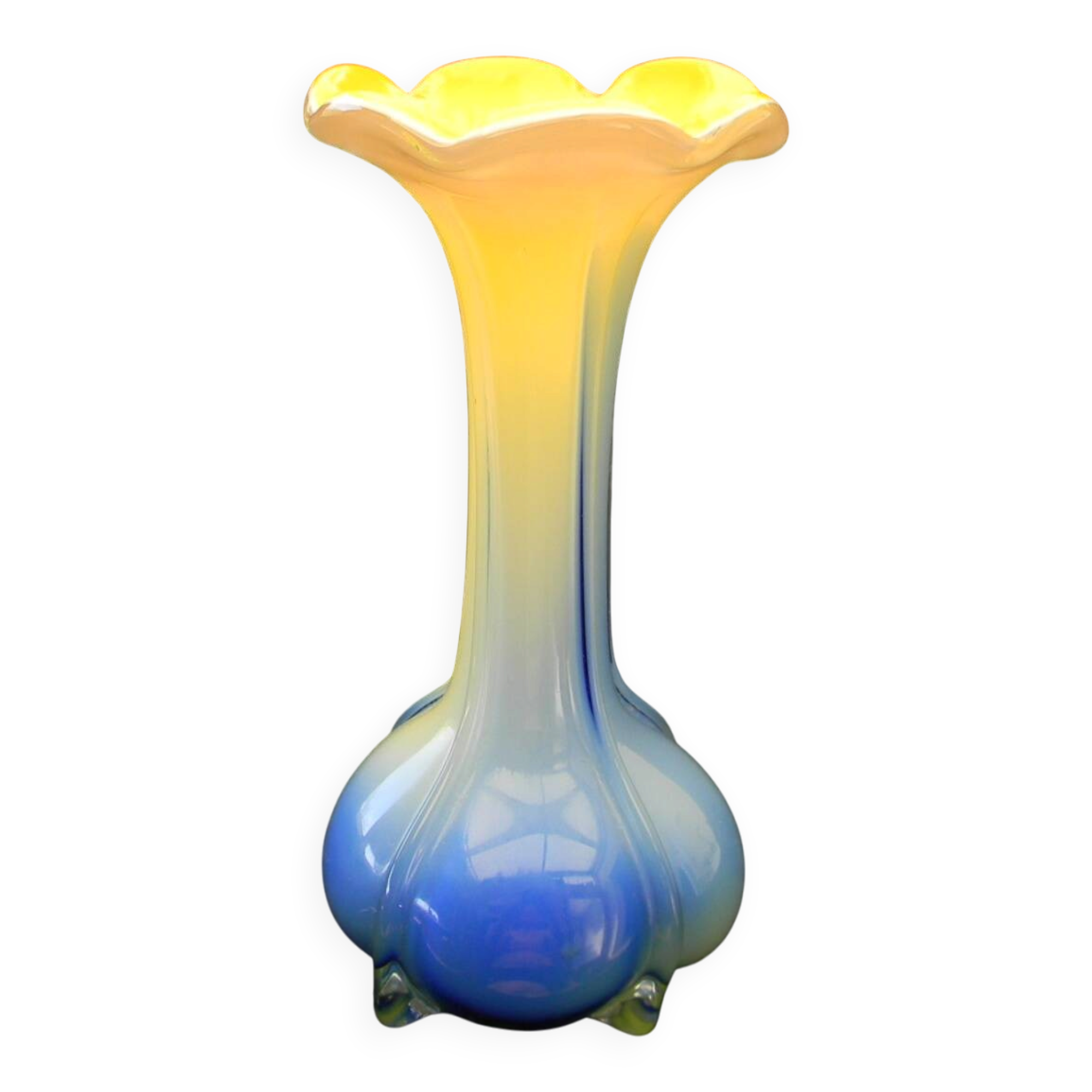 Small blown glass vase in murano style.