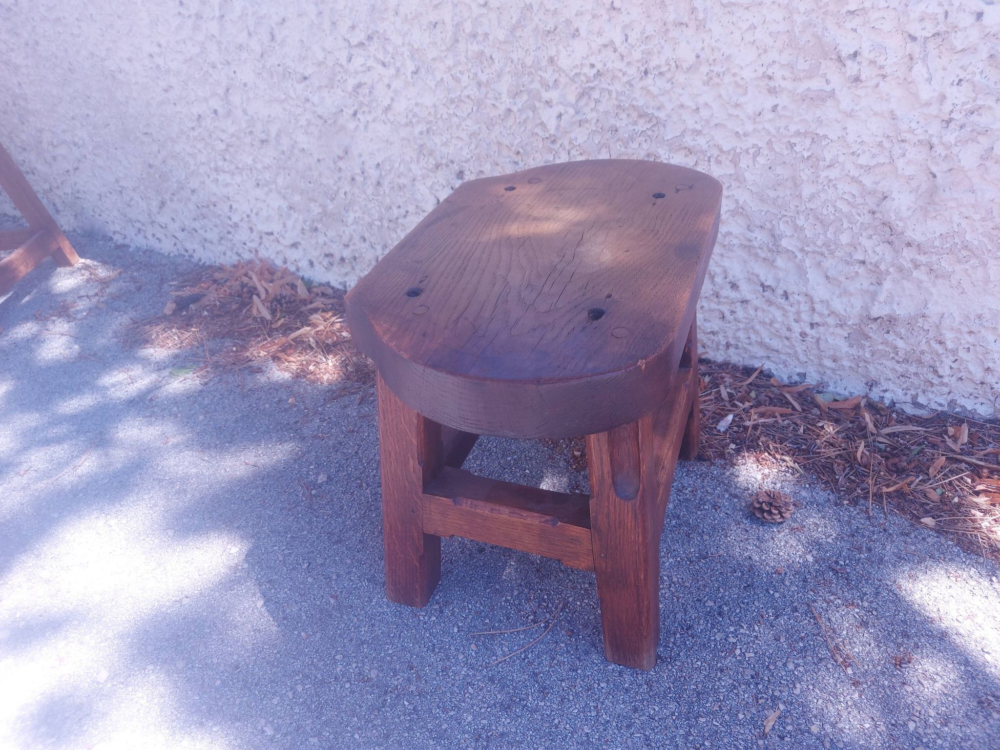 Brutalist wooden stool