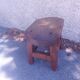 Brutalist wooden stool