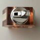 Apricot plexiglass table lighter by Astrolite with silver frame - Space Age Italian 1970s sculpture