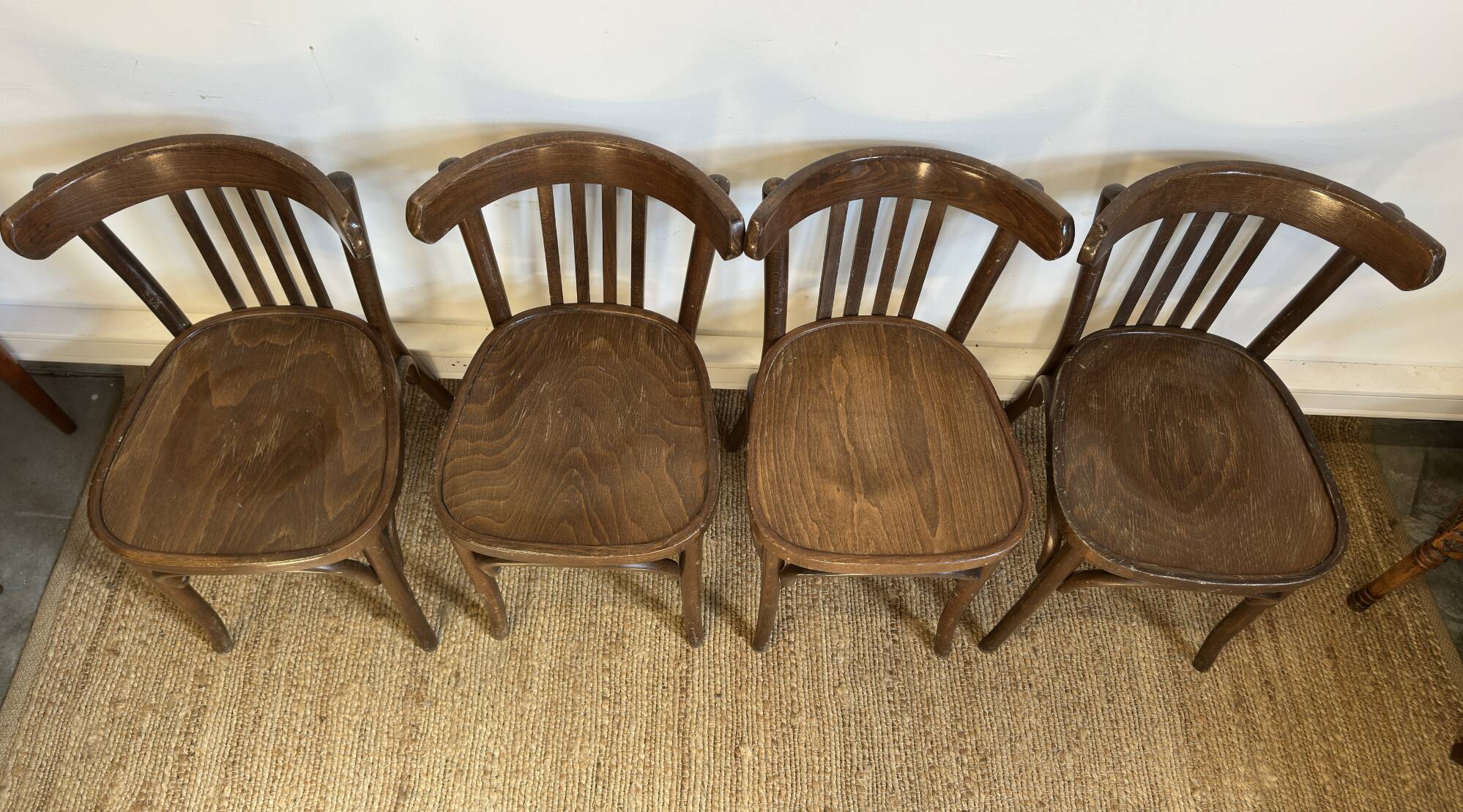 4 bentwood bistro chairs – slatted back – Baumann style