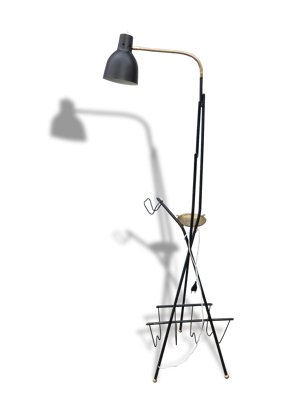 Lampadaire en métal noir et doré