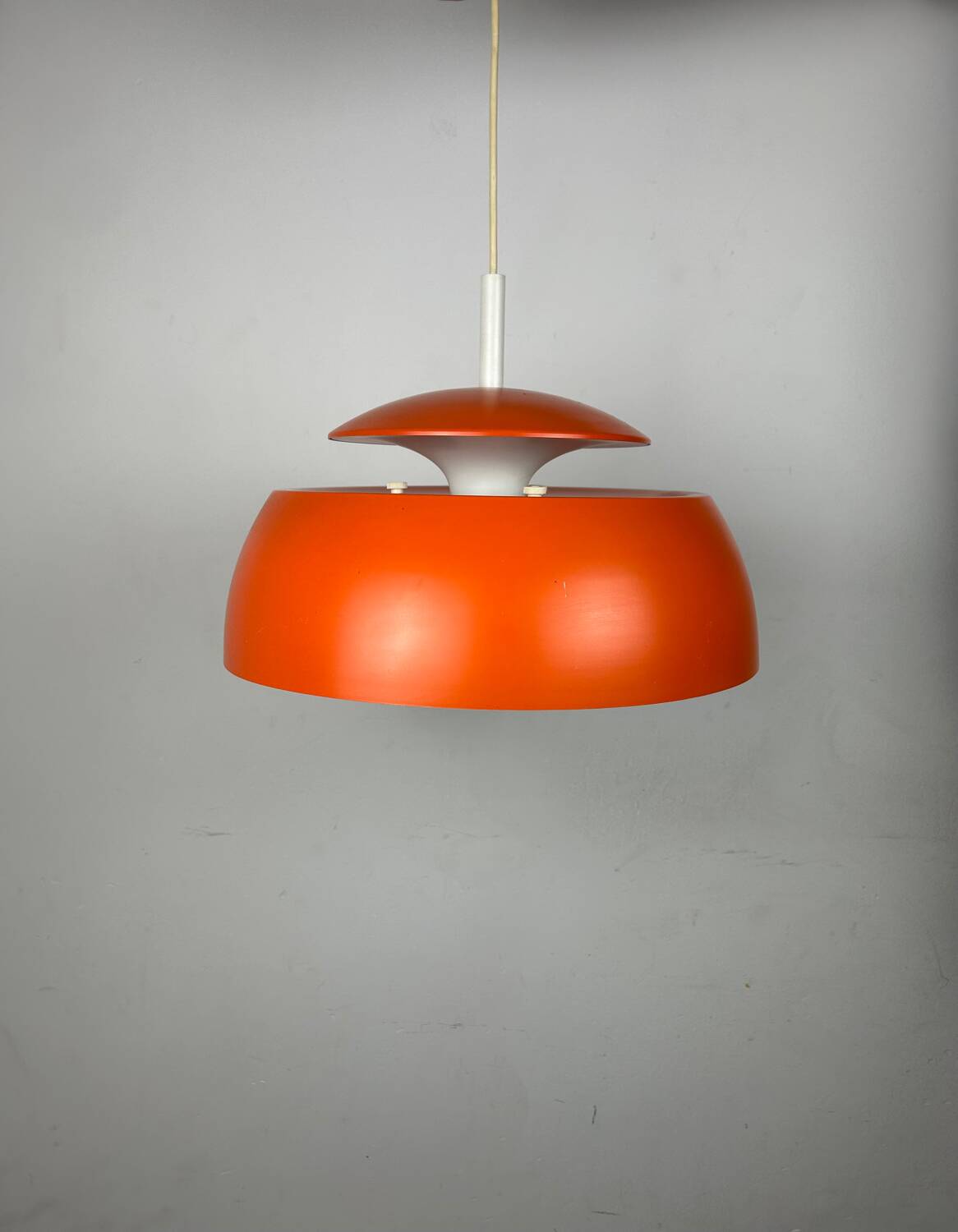Vintage pendant Temde Leuchten orange metal