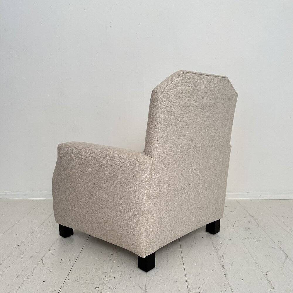 Vintage German Art Deco Armhair in White Fabric, 1920s