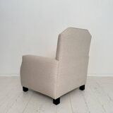 Vintage German Art Deco Armhair in White Fabric, 1920s