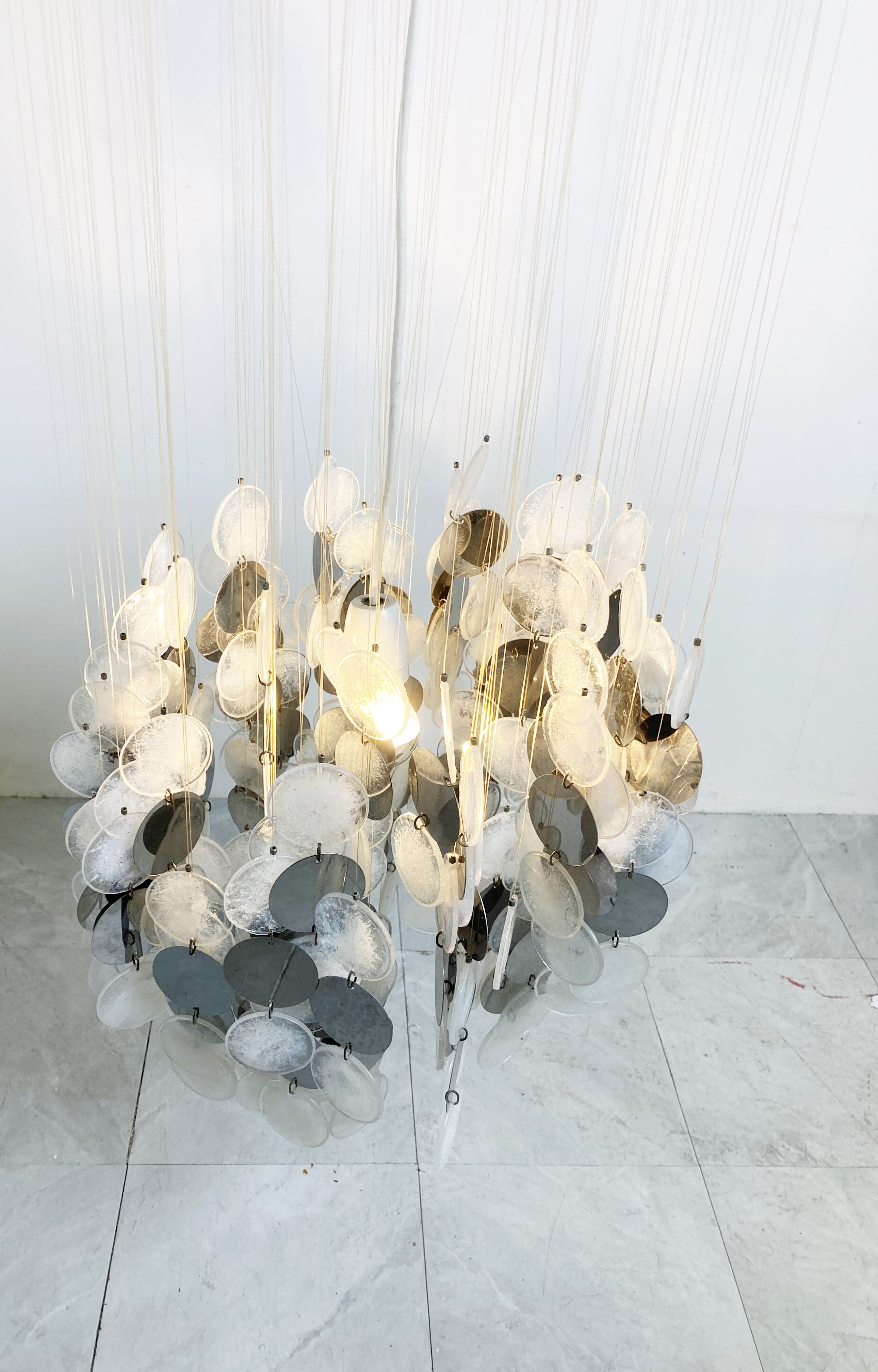 Mid century glass chandelier, 1970s
