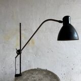 Vintage Black Metal Screw-On Industrial Clamp Lamp with Adjustable Arm and Conical Shade