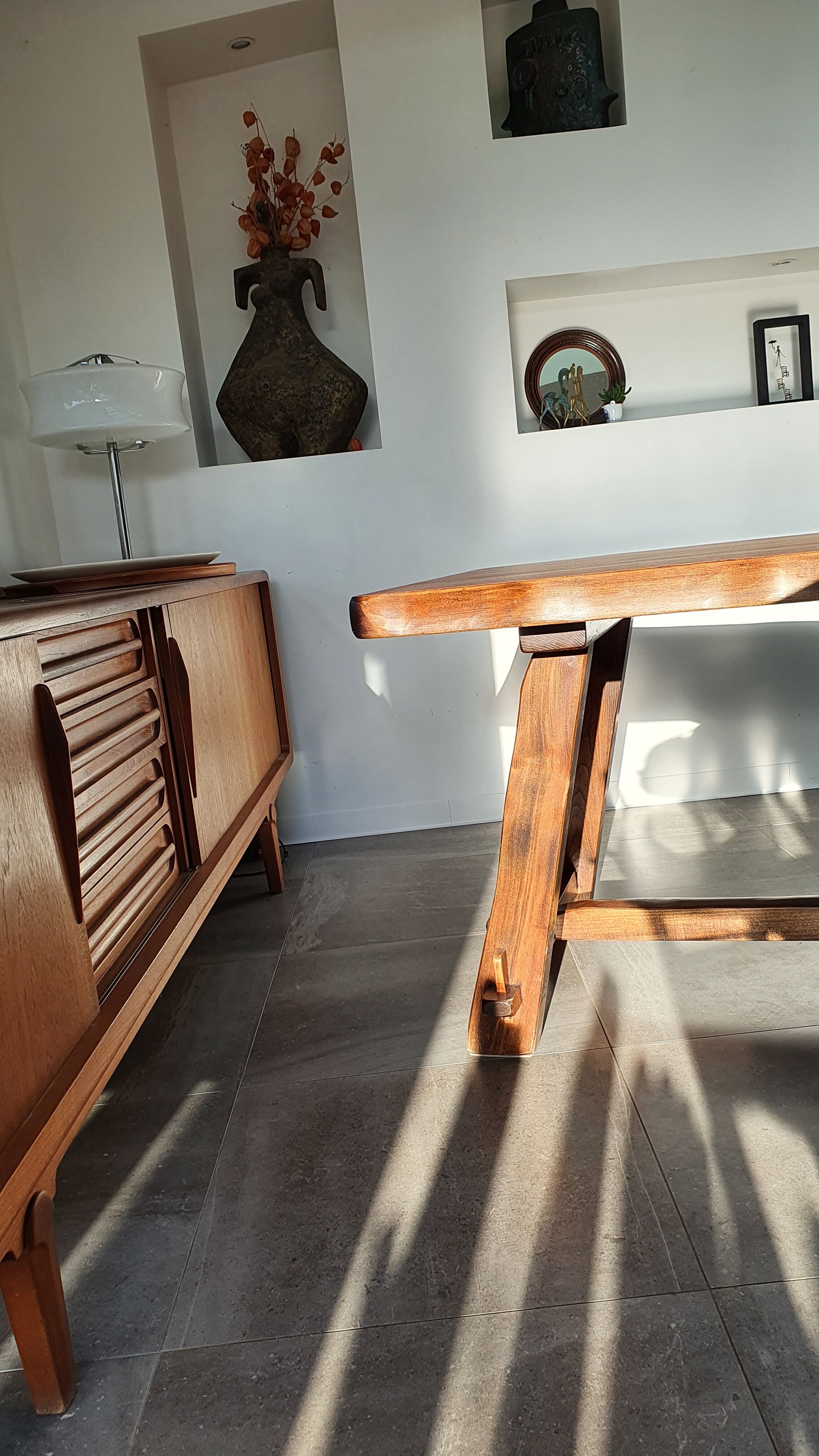Brutalist elm farm table 60s